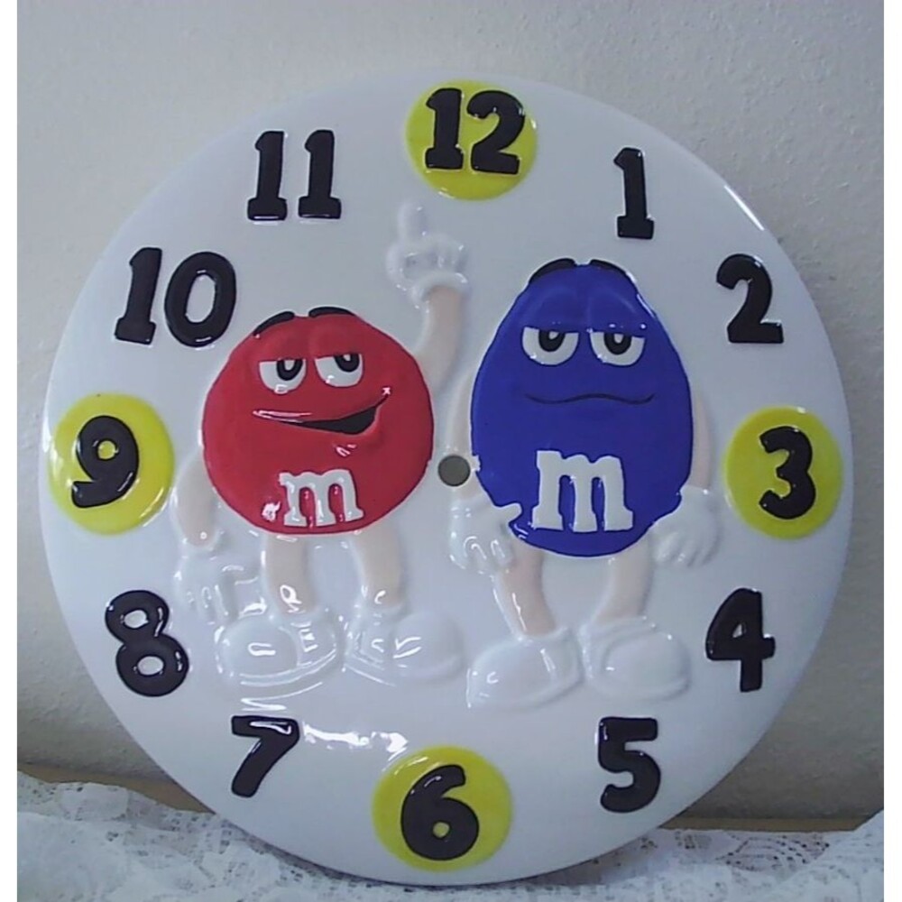 M&M's Vintage 2001 Porcelain Wall Clock Face 10.25" diameter
